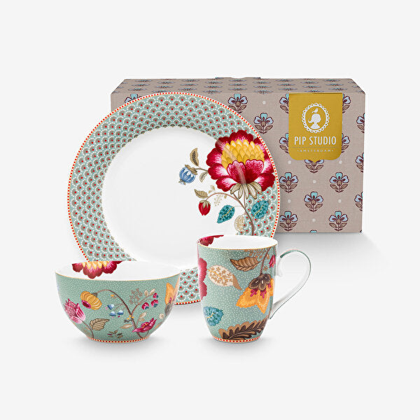 Pip Studio Fantasy Blooming Tales Mavi Porselen Tabak Seti