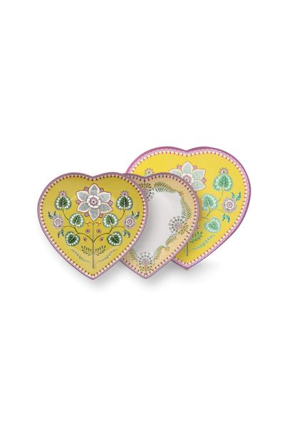2’li Kalp Tabak Seti Lily & Lotus Sarı 21.5 cm
